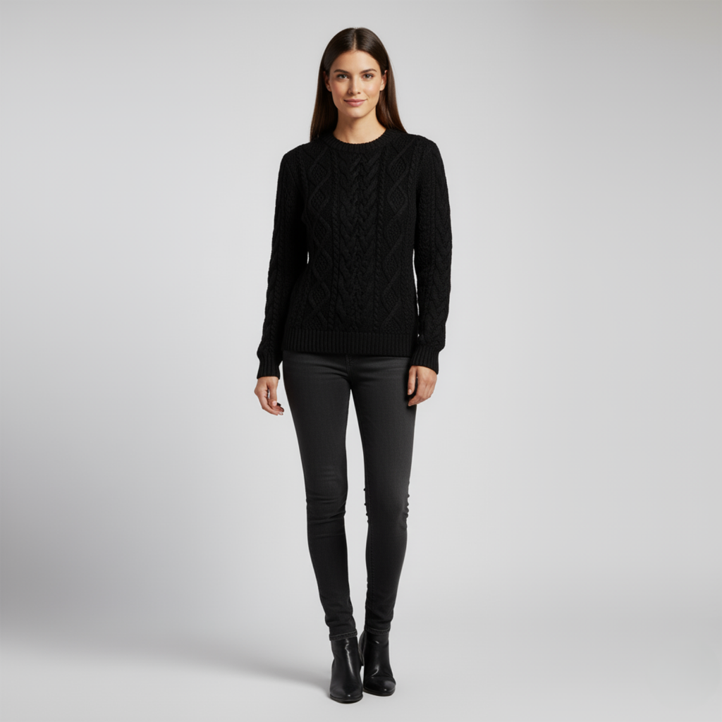 Élodie – Pull à motif tressé